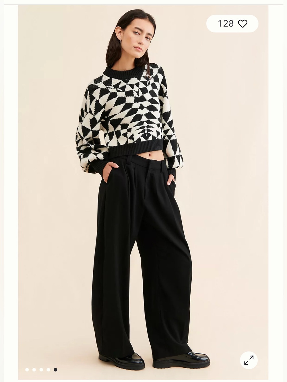 FARM Rio Deco Knit Sweater Black & White Size Medium - Picture 7 of 11